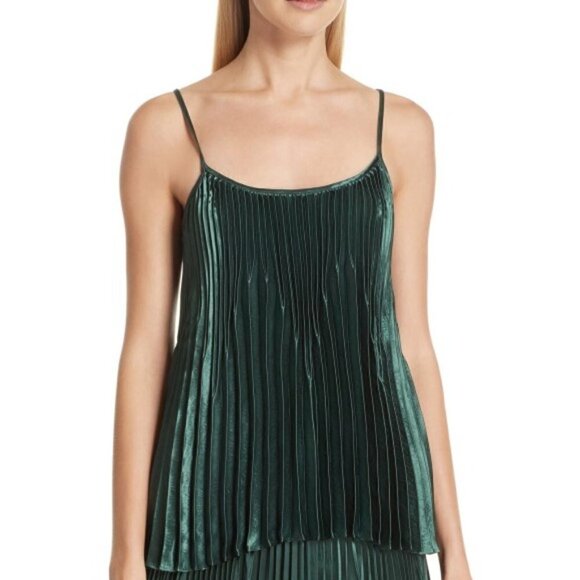 Vince Chevron Pleated Satin Sleeveless Tank Top - Picture 1 of 2